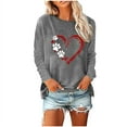 thumbnail image 2 of Trendy Sweatshirts Womens Long Sleeve Crewneck Dog Paws Love Heart Printed Pullover Tee Shirt Fall Winter Tops (M, Gray), 2 of 4