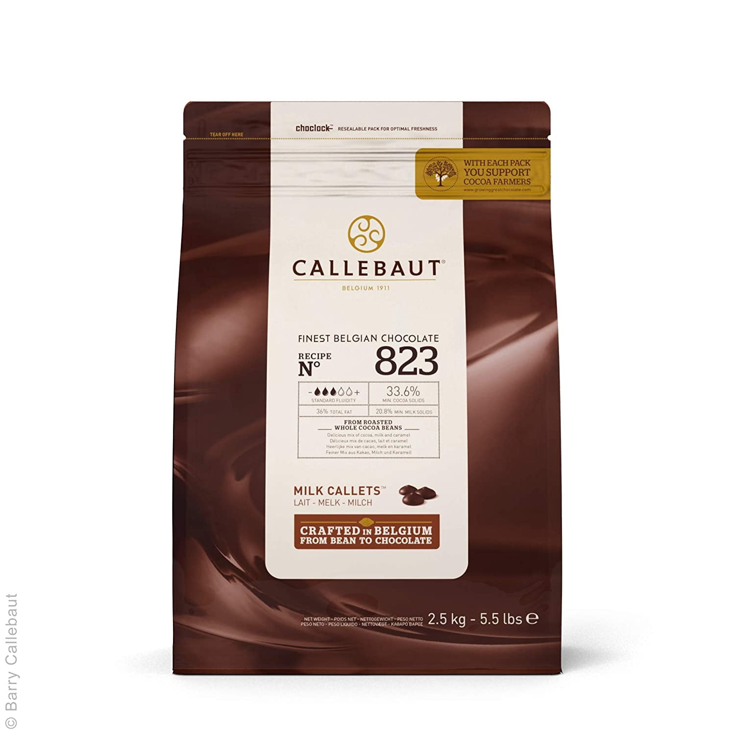 Callebaut Recipe No 823 Finest Belgian Milk Chocolate With 33 6 Cacao 20 8 Milk 5 51 Pound Walmart Com Walmart Com