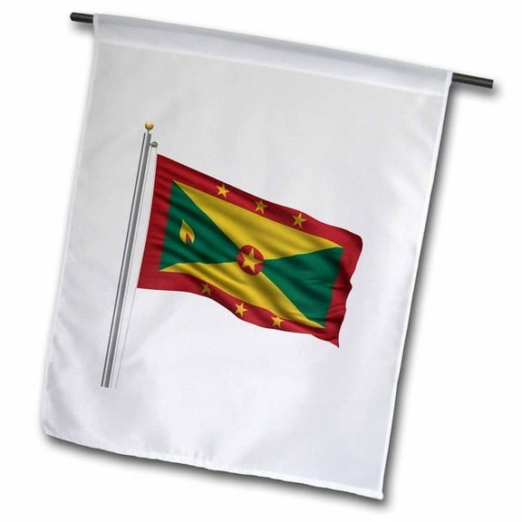 3dRose, Flag of Grenada on a flag pole over white Grenadian, 18 x 27 inch Garden Flag