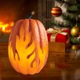 thumbnail image 4 of Linterna de calabaza para Halloween, funciona con pilas, Jack O Lantern, recuerdo de fiesta de calabaza iluminado con llama para decoración del hogar de Halloween, 4 of 12