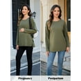 thumbnail image 5 of Ecavus Women's Oversize Maternity Clothes Side Slit Long Sleeves Tops With Pocket Fall Mama Pregnancy Tops Army Green XL, 5 of 7