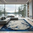 thumbnail image 2 of ODIKA 6'x9' Washable Area Rug Non-Slip, Easy Care, Rich Navy White Chinoiserie Medallion Floral Birds and Vines Vintage Scroll Design for Family Room, Living Mater Bedroom, 2 of 7