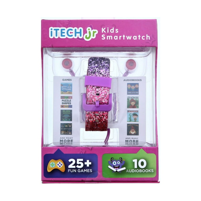 iTech Junior Children's Girls Earbuds & Smartwatch Set - Pink Unicorn Print  900228M-40-PNP 