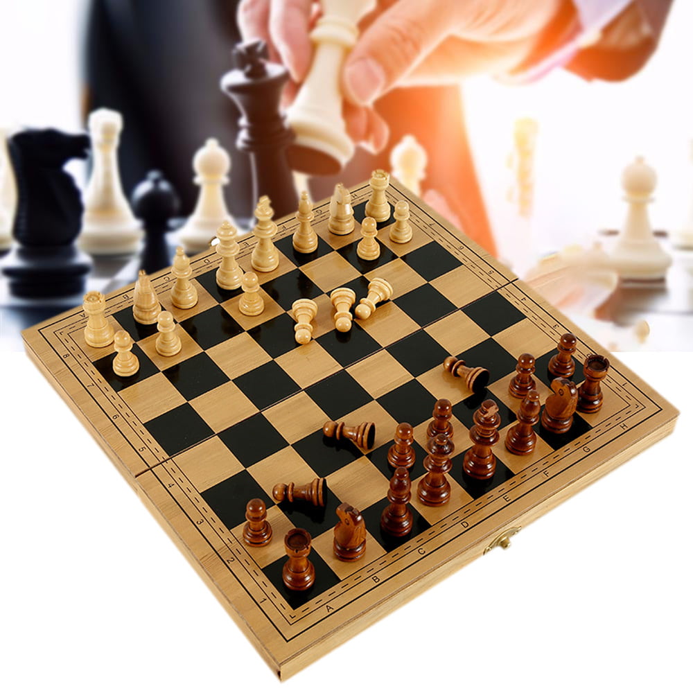 29*29cm Chess Wooden Board Set Folding Chessboard Magnetic Pieces Wood Board Box 