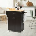 thumbnail image 3 of Gymax Rolling Kitchen Island Utility Kitchen Cart Storage Cabinet w/ Spice Rack Brown, 3 of 10