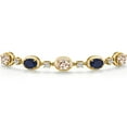 thumbnail image 3 of 18K Yellow Gold Plated Silver Peach Morganite and Blue Sapphire and Lab Grown Diamond Bracelet for Women | 4.35 Cttw | Gemstone October Birthstone | Oval 7X5MM | Fully Adjustable 9 inch, 3 of 6