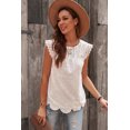 thumbnail image 4 of Women's White Sleeveless Eyelet Tank Top, 4 of 11