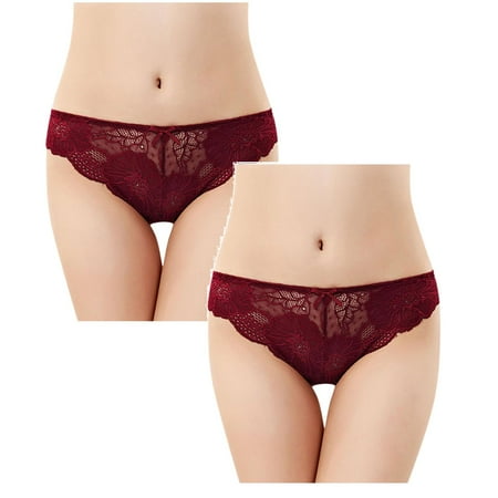 

Womens Underwear Brief Cute Underpants Bow Low Waist Lace Panties2PC