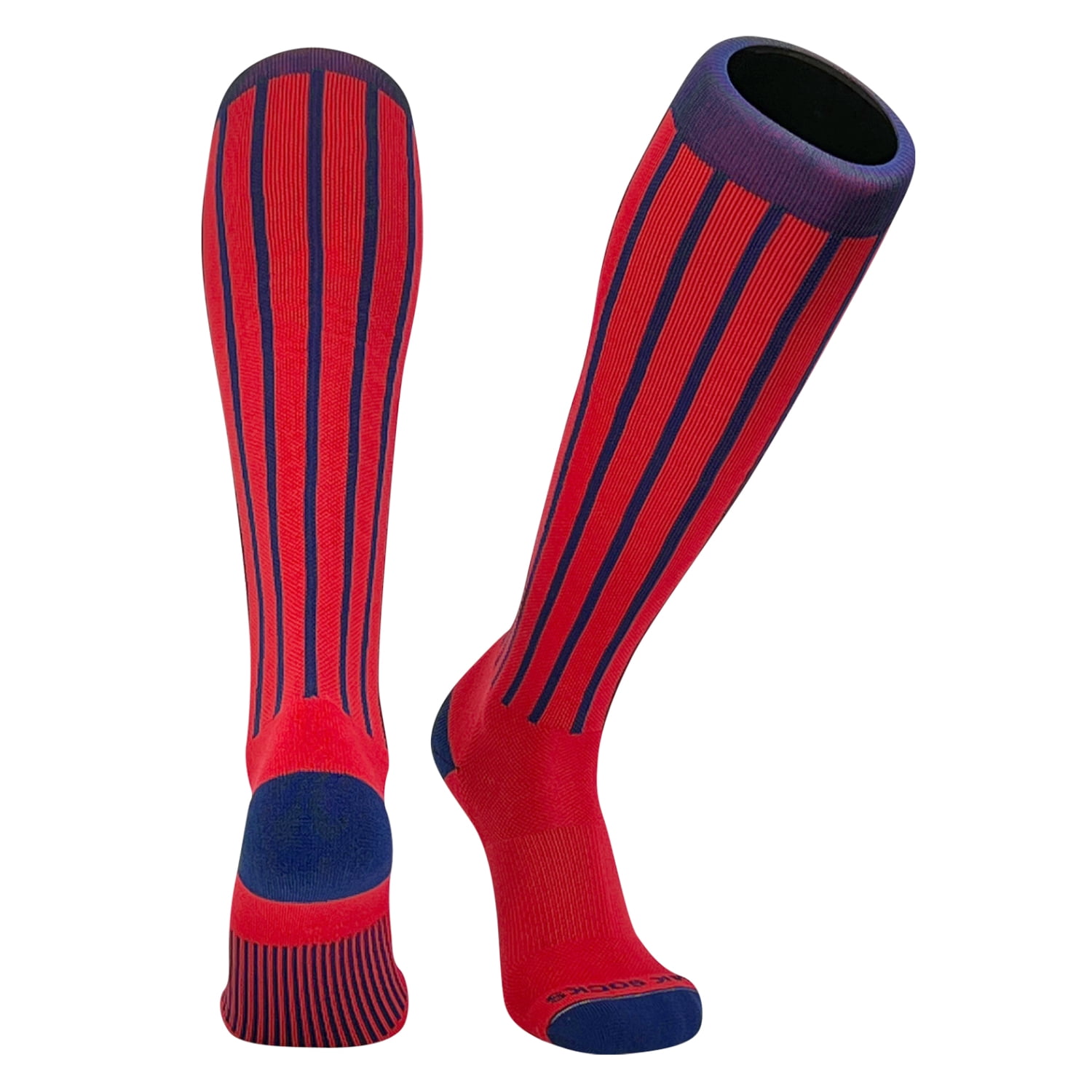 MK Socks Baseball Softball Pinstripe Knee high Socks - Navy, Red (L ...