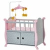 Olivias Little World Baby Doll Furniture Nursery Crib Bed with Storage, Gray Polka Dots