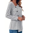 thumbnail image 3 of Womens Casual Pullover Fall Tops Long Sleeve V Neck Shirt Button Solid Color Irregular Blouse 2026 Fall Trendy Going Out Top Ladies, 3 of 7