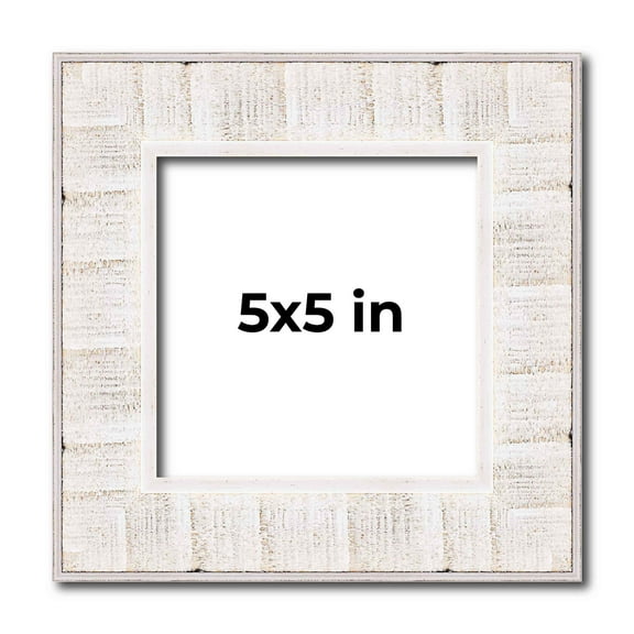 5x5 Frame White Sonoma Rustic Wood Picture Frame | 1.5 Inch Moulding Width | Complete with UV