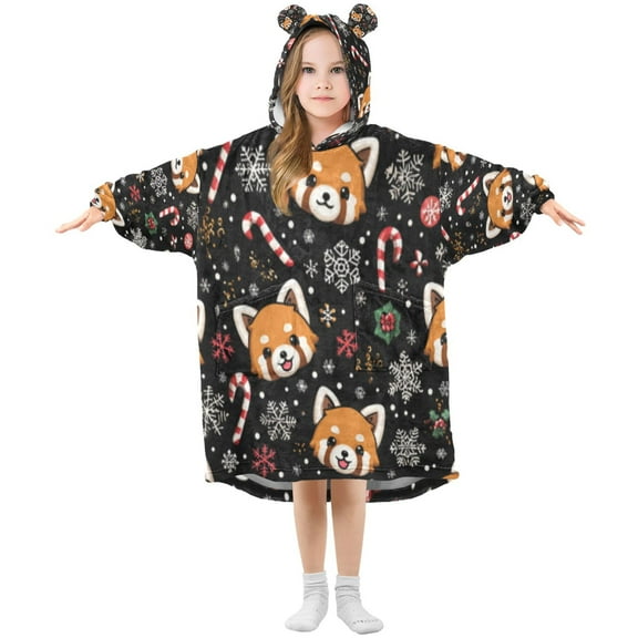 BZSMCE Wearable Blanket Hoodie Fashion Red Panda's Winter Carnival Home Wear