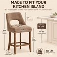 thumbnail image 3 of SESSLIFE Bar Stools Set of 2, 26" Counter Height Bar Stools with Open Back, Modern Upholstered Kitchen Island Stools with Solid Wood Legs, Bar Chairs for Dining Room, Khaki, 3 of 9