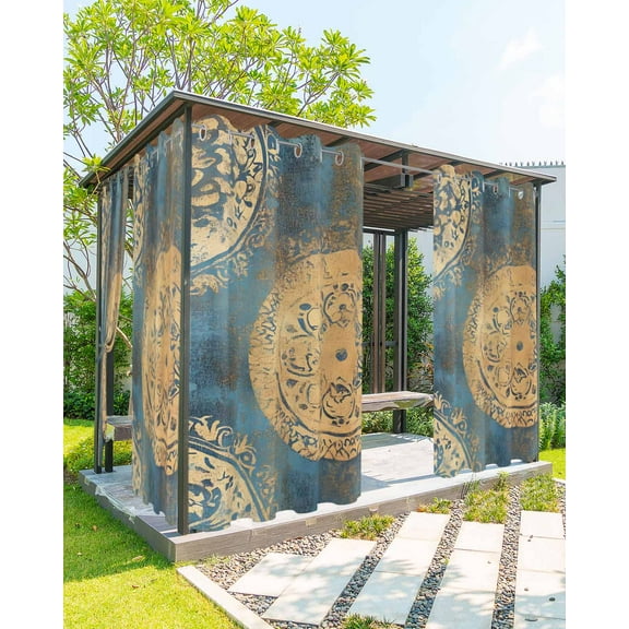 nqOlkjepod Outdoor Curtains for Patio Waterproof, Yellow Blue Abstract Outdoor Privacy Panels Grommet, Smear Artwork Blackout Outside Curtains for Porch/Cabana/Pergola/Gazebo 54"x108", 1 Panel