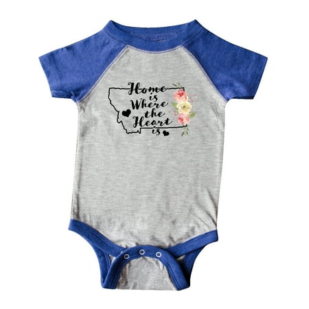

Inktastic Montana Home is Where the Heart is with Watercolor Floral Gift Baby Boy or Baby Girl Bodysuit