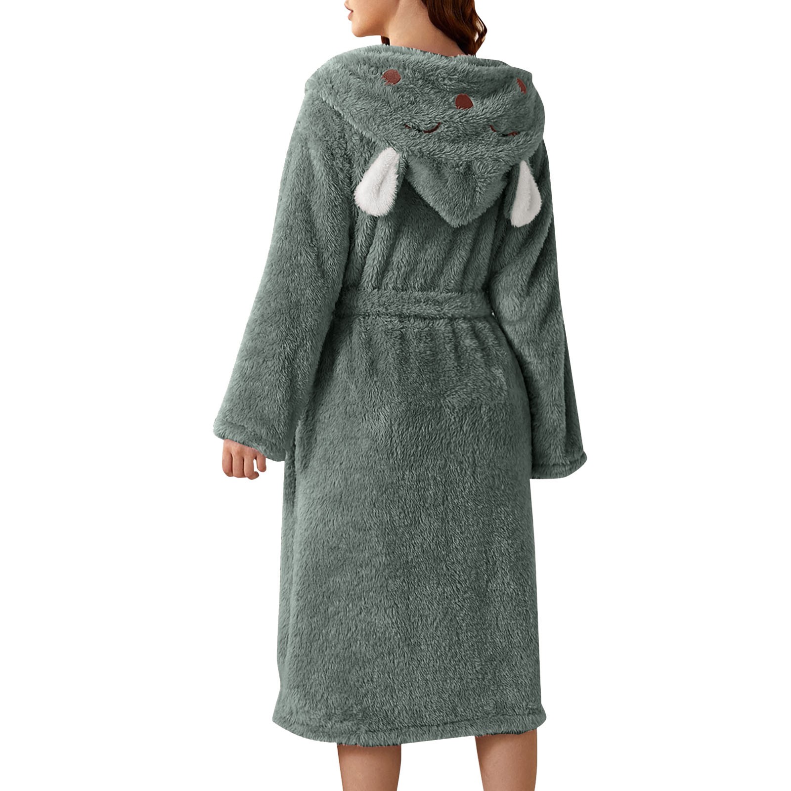 Peignoir Femme Long En Coton Flanelle - Chaud Et Moelleux - Manches Longues, Poches - Pour Maison, Sauna, Hiver - Taille Jusqu'à XXL
