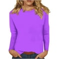 thumbnail image 1 of aidice Hauts pour Femmes Col Rond Manches Longues Basiques T-Shirts Confortables Couleur Unie, 1 of 5
