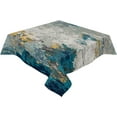 thumbnail image 2 of Navy Blue Ombre Rectangle/Square/Round Waterproof Tablecloths 60x60 inch Modern Geometric Yellow Oil Painting Abstract Art Polyester Table Cloth Table Cover Tabletop for Wedding Party, 2 of 5