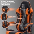 thumbnail image 5 of HOQBN Ergonomic Gaming Chair with Massage Lumbar Support, Headrest, Footrest, Adjustable Backrest Video Game Chairs for Home Office,Black Orange, 5 of 8
