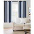 thumbnail image 2 of Navy Blue Blackout Curtains for Bedroom Living Room Darkening Curtains 84 Inch Length 2 Panels Set Modern White Geometric Vertical Stripes Window Curtain Window Treatment Grommet Drapes 42"x84", 2 of 9