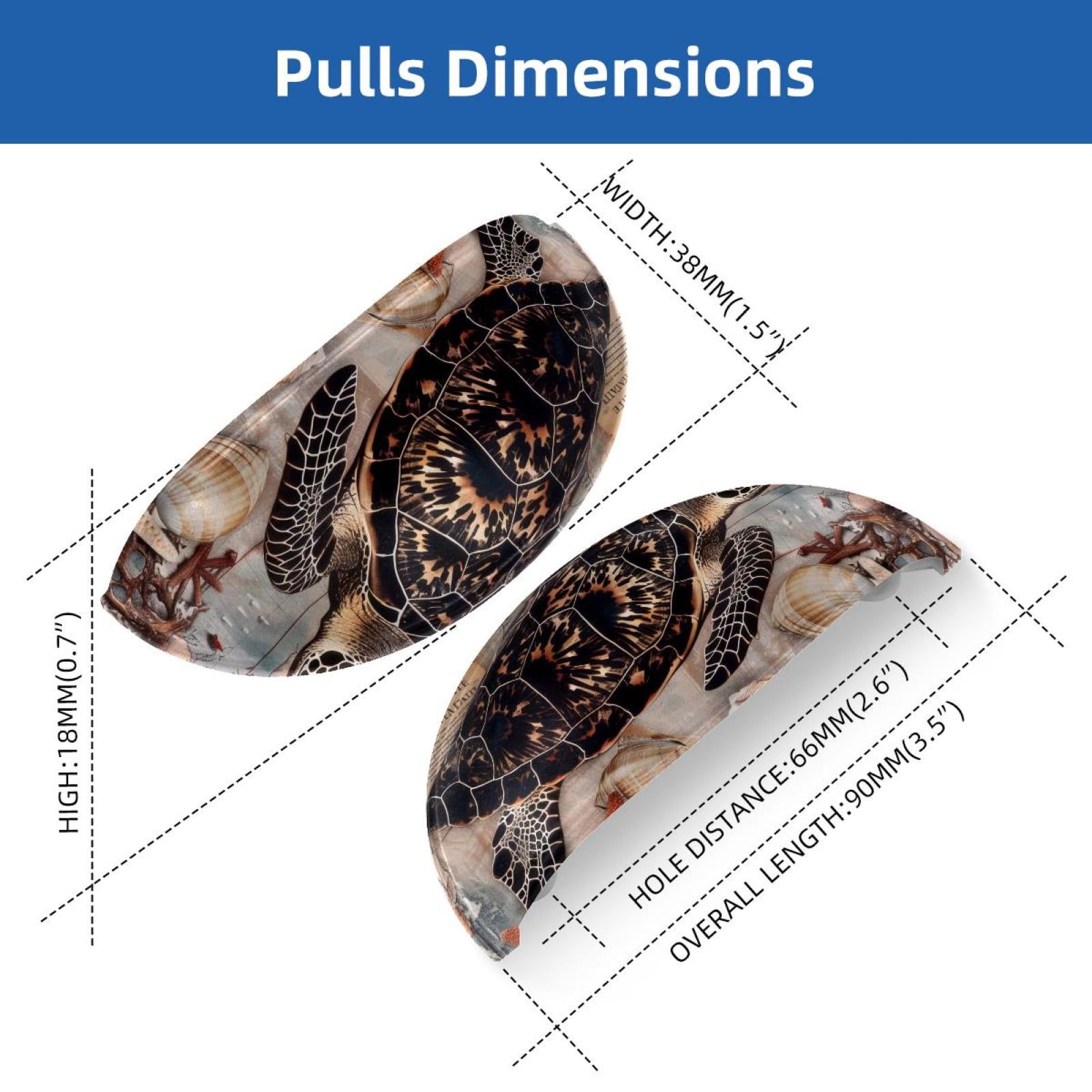 PhooArto 6 Pcs Cup Drawer Pulls, Vintage Map Sea Turtle Starfish Shell Shape Handles Cabinet Knobs for Dresser Cupboard Closet Wardrobe with Screws
