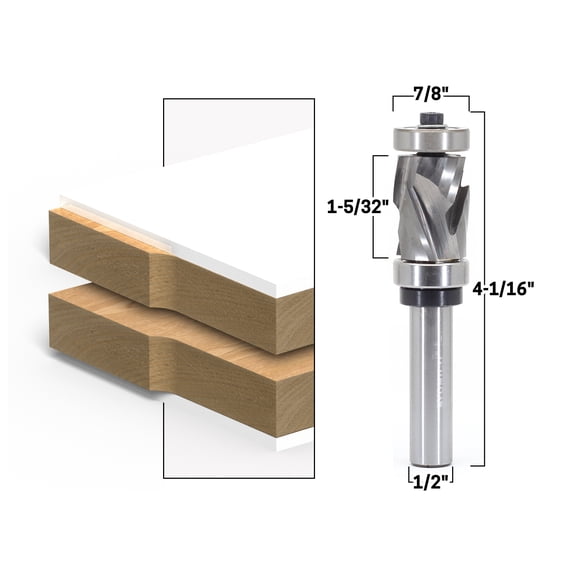 Top & Bottom Bearing Ultra-Performance Compression Flush Trim Router Bit - 1/2" Shank - Yonico 33202