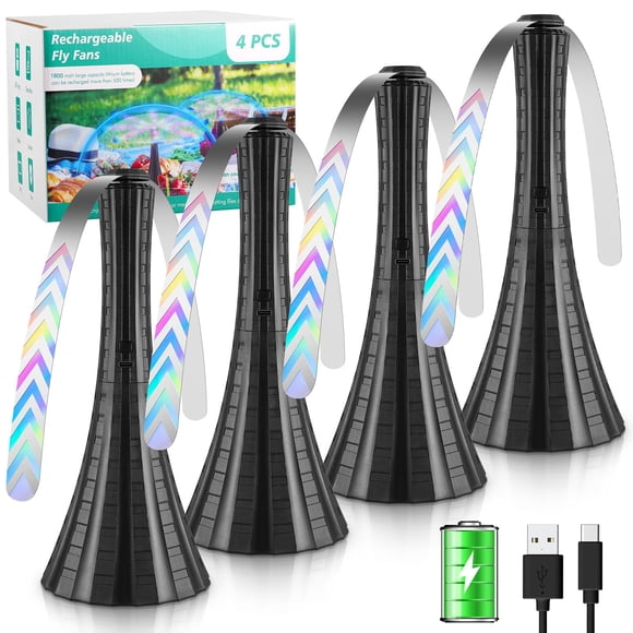 Ventiladores Fly para mesas recargables Adawook, 4 unidades, negros