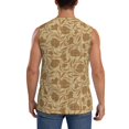 thumbnail image 4 of Lsque Brown Flowers Print Men's Cotton Blend Sleeveless Muscle Shirts (S-3XL)- Moisture Wicking, Odor Protection, UPF 30+,Small, 4 of 8