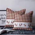 thumbnail image 2 of 20x20 Pillow Covers Set of 2, Farmhouse Orange Plaid Throw Pillow Covers Decorative Couch Cushion Case, Vintage Country Cock Checkered Microfiber Square Pillowcases for Bedroom Car Living Room, 2 of 7