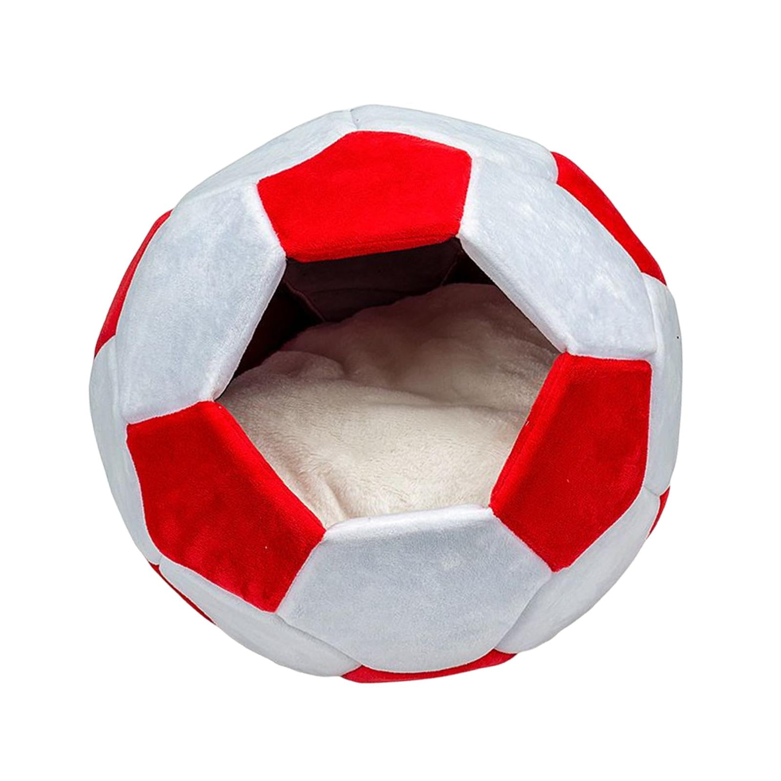 Portable Pet Bed Non Skid Washable Comfortable Football Shaped Warm Dog Bed Pet House Kitten Bed for Outdoor Cat Sleeping Indoor Accessories Red Large