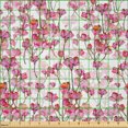 thumbnail image 2 of Ambesonne Cherry Blossom Fabric by the Yard Microfiber, Bubbly Petals, 10 Yards, Pink Green and Orange, 2 of 2