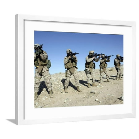 Military Transistion Team Members Quickly Reload Their Rifles Framed Print Wall Art By Stocktrek (Best Powder Measure For Rifle Reloading)