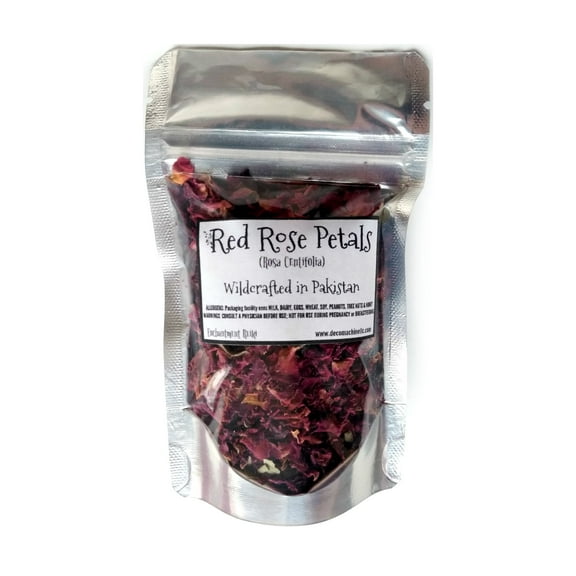 Reiki Charged Red Rose Petals Rosa Centifolia Wildcrafted in Pakistan Loose Leaf Dried Flower 0.25 oz bag Small Sample Tea