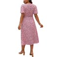 thumbnail image 4 of LWavelet Women's Plus Size Leopard Print Midi Dress Short Sleeve V-Neck Twist Front Casual Dress Pink 3XL, 4 of 4