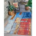 thumbnail image 1 of Unique Loom Collection Moderne Abstrait, Rustique, Couleurs Vives, Vintage, Tapis d'Intérieur et d'Extérieur, 5 Pi 3 Po x 8 Pi, Multicolore/bleu, 1 of 5