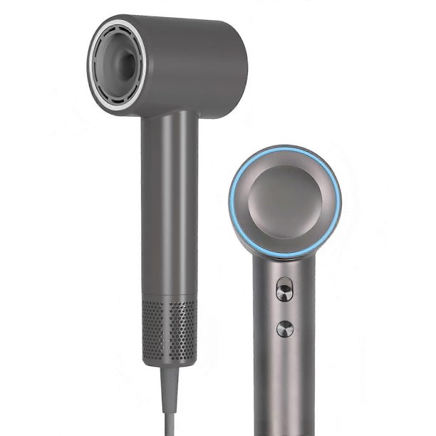 Secador de pelo iónico, velocidad de 110000 RPM, secado rápido, doble ion, control del encrespamiento, ligero, ideal para viajes, color gris oscuro.