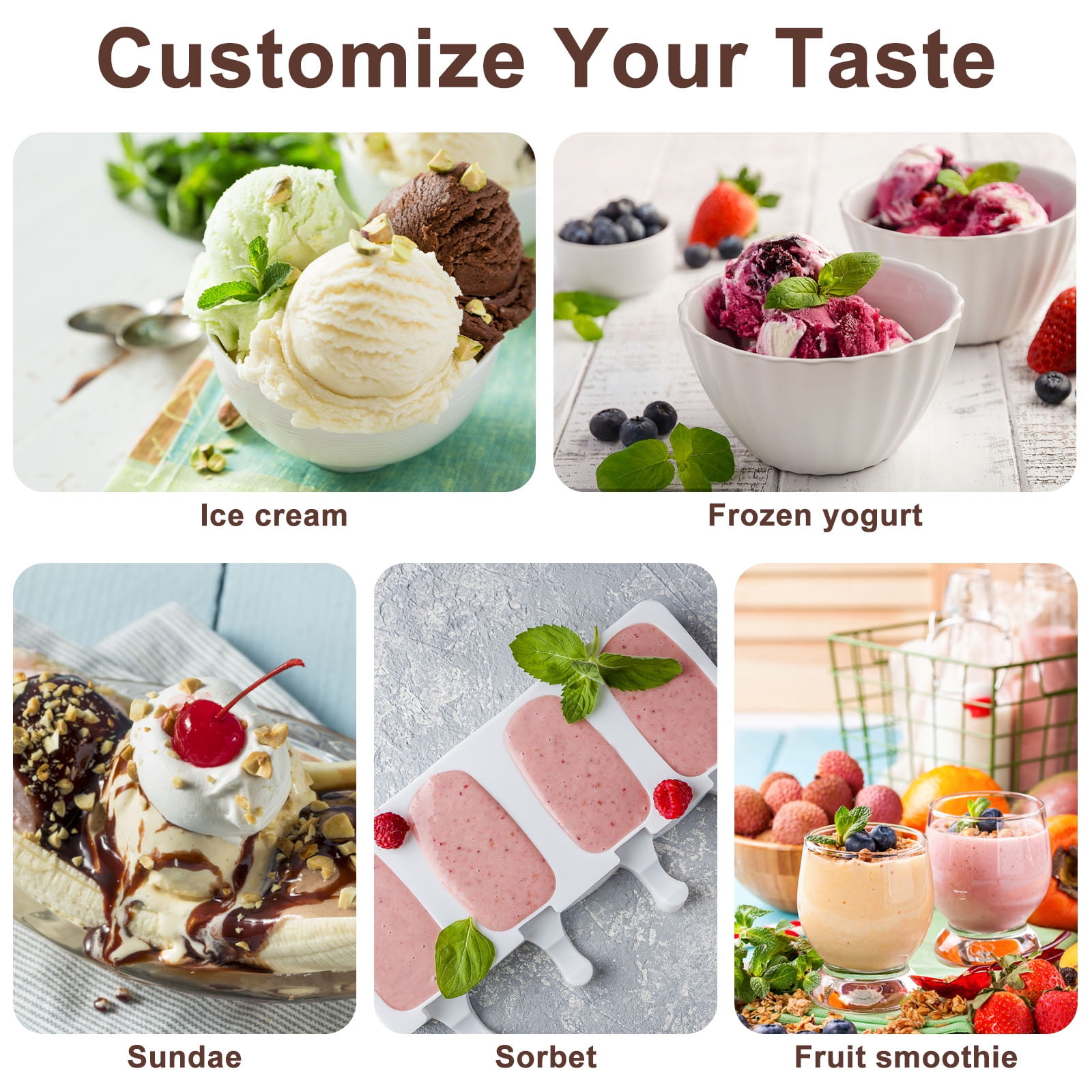 Keyohome Ice Cream Maker Homemade Ice Cream Machine with 30 Recipes Mini Digital Frozen Dessert Maker for Ice Cream Gelato Sorbet Frozen Yogurt