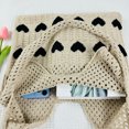 thumbnail image 5 of Yucurem Women Crochet Tote Handbag Heart Pattern Ladies Daily Handbag (Khaki Black) Fashion shoulder bag (C), 5 of 6