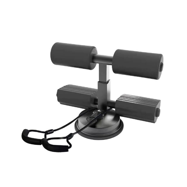 jinwen Sit Up Bar Floor, Portable Sit Up Exercise Equipment with Strong Suction Cup and Black with Rope