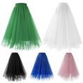 thumbnail image 4 of Quixlent Women Mesh Gauze Skirt Elastic High Waist Pleated A-line Skirt Solid Color Maxi Tulle Skirt Prom Clothes, 4 of 8