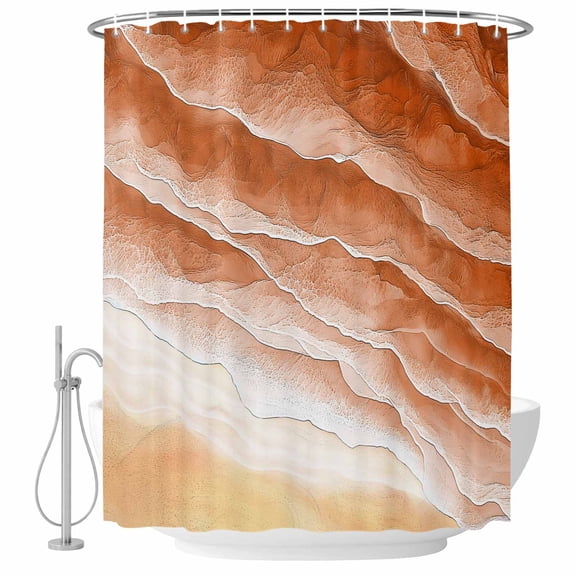 54x78 Inch Shower Curtain Decorative Burnt Orange Beach Coastal Bathtub Bath Curtains Waterproof Bathroom Decor, Summer Nautical Seaside Ocean Ombre Small Stall Shower Curtain Set with 12 Hooks