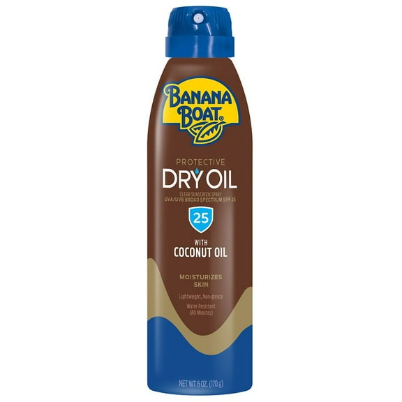 Banana Boat Dry Oil Clear Sunscreen Spray SPF 25 6.0 oz Pack of 3