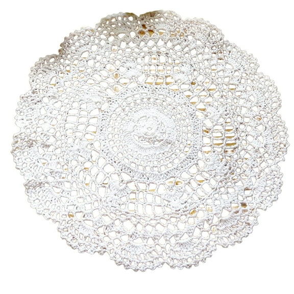 Grofry Placemat Flower Hand Crocheted Lace Doilies Round Coaster