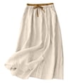 thumbnail image 2 of Axiiglly Midi Skirts for Women 2026 Summer High Waisted Cotton Linen Beach Vacation Long Skirts with Pockets, M-2XL, 2 of 8