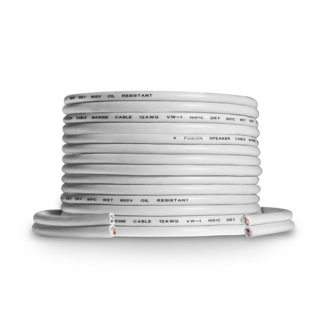 Fusion Electronics Fil de Haut-Parleur 010-12898-10 Type Rond; VW-1 Ignifuge; Longueur 50 Pieds; Calibre 12; Blanc; Cuivre Multibrins avec Veste Extérieure en PVC Blanc