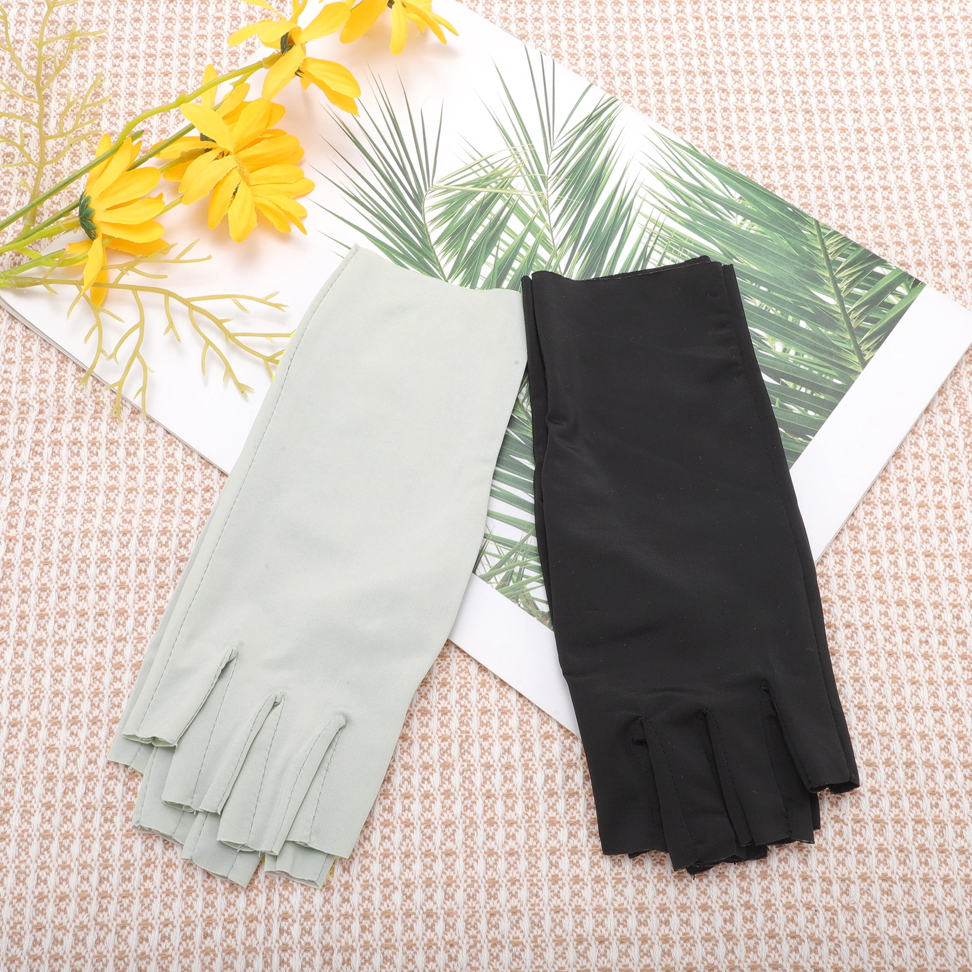 Unique Bargains Thin Sunprotection Manicure Gloves 1 Pair Black