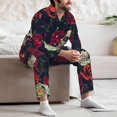 thumbnail image 7 of Susaid Roses Skulls Print Men's Long Sleeve Pajama Set, Two-Piece Button-Down Loungewear PJs Set, Comfortable Sleepwear for Relaxation-Medium, 7 of 7