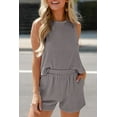 thumbnail image 2 of Casual Two-Piece Set: Grey Sleeveless Top with Pocketed Shorts - [ZhiHiMeRi] | (US 16-18)XL, 2 of 12