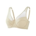thumbnail image 5 of Bras for women underwire full coverage full figure womens bra unlined plus size cross back wide straps wire minimizer bra for heavy breast unpadded bras Beige 40C 40 C, 5 of 6